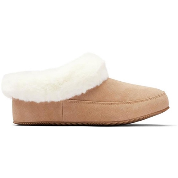 Sorel Women’s Go Coffee Run Slippers Tan Suede Leather Fur Slip On Shoes Nwt - Picture 16 of 16